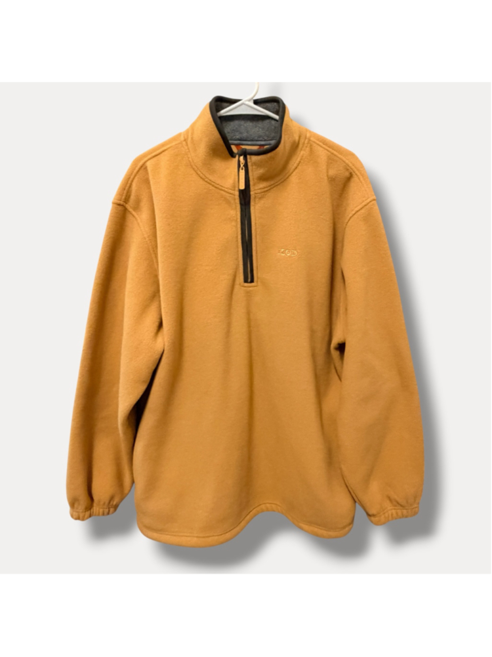 IZOD Men's XL Mustard Gold Fleece 1/4 Zip Pullover Mock Neck Outdoor Preppy